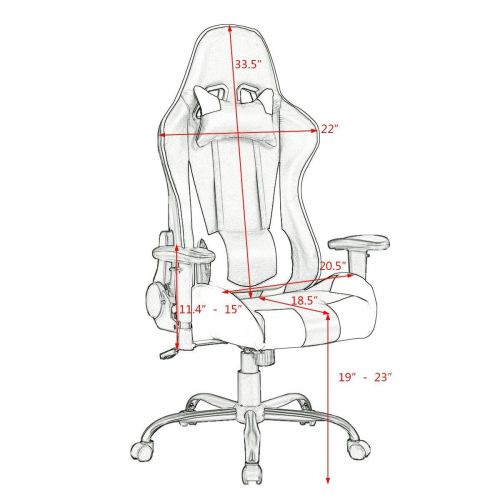  Casart Gaming Chair Racing PU Leather High Back Office Executive Chair wLumbar Support and Headrest 360 Degree Swiveling Wheels Fully Reclining Backrest Adjustable Height (Red)