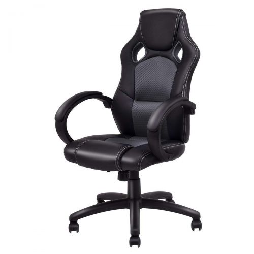  Casart Gaming Chair Racing Chair High Back Bucket Seat Swivel Executive Office Computer Task Desk Gaming Chair (Gray)