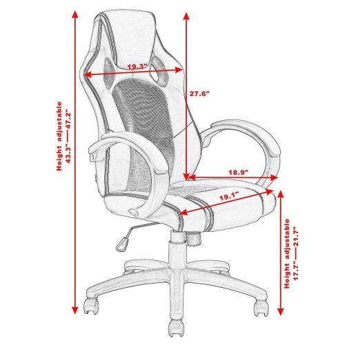  Casart Gaming Chair Racing Chair High Back Bucket Seat Swivel Executive Office Computer Task Desk Gaming Chair (Gray)