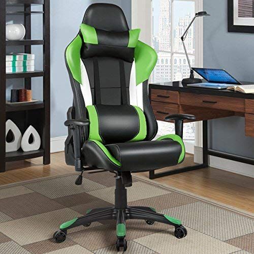  Casart Gaming Chair Racing Chair Ergonomic Office Chair wHigh Back Lumbar Support and Pillow Executive Computer Task Desk Gaming Chair (Green)