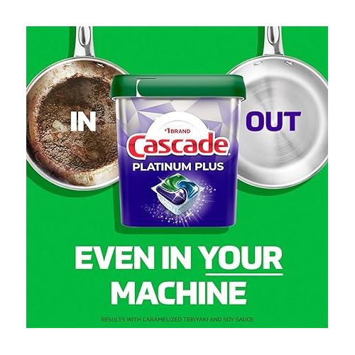  Cascade Platinum Plus Dishwasher Pods, Dish Detergent ActionPacs, Clean Lemon, 21 Count