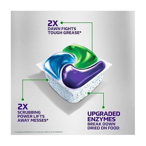  Cascade Platinum Plus Dishwasher Pods, Dish Detergent ActionPacs, Clean Lemon, 21 Count