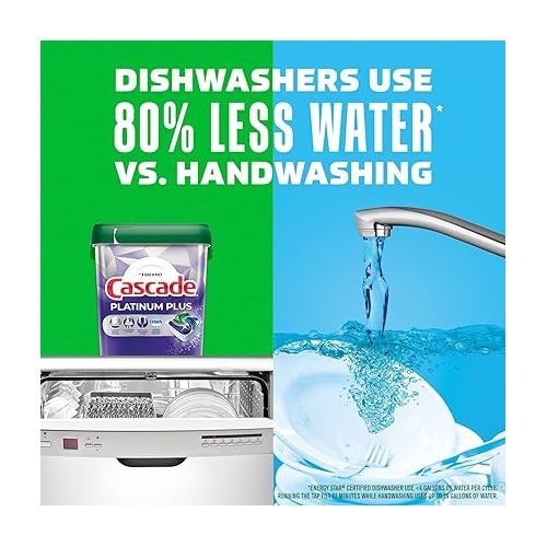  Cascade Platinum Plus Dishwasher Pods, Dish Detergent ActionPacs, Clean Lemon, 21 Count