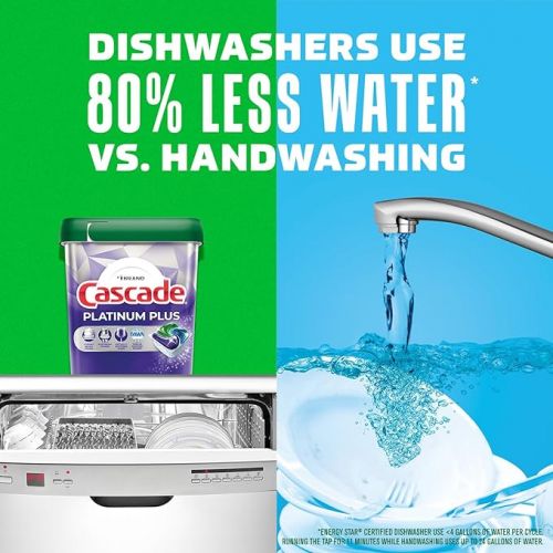  Cascade Platinum Plus Dishwasher Pods, Dish Detergent ActionPacs, Clean Lemon, 21 Count