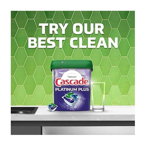  Cascade Platinum Plus ActionPacs Dishwasher Detergent Pods, Mountain, 62 Count