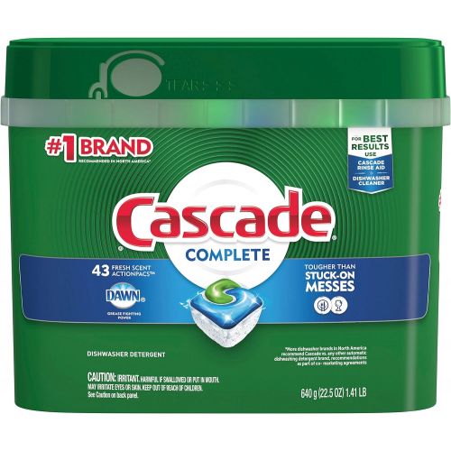  [무료배송]Cascade Complete Actionpacs, Dishwasher Detergent, Fresh Scent, 43 count
