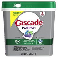 Cascade Platinum ActionPacs Dishwasher Detergent, Fresh, 62 count (Packaging May Vary) 2 Pack