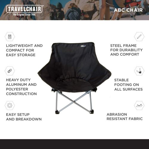  Cascade TravelChair ABC Chair, Built for Amphitheater, Beach and Concert Seating, Black.