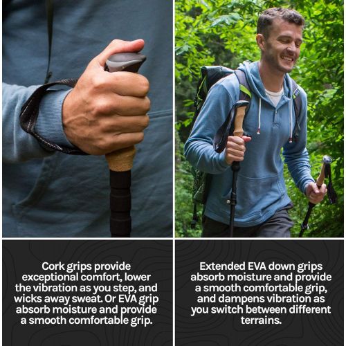  Cascade Mountain Tech Carbon Fiber Adjustable Trekking Poles 2 Pack - Lightweight Quick Lock Walking or Hiking Stick - 1 Pair