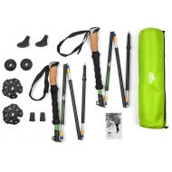 Cascade Mountain Tech Aluminum Folding Travel Trekking Pole with Cork Grips for Hiking and Walking
