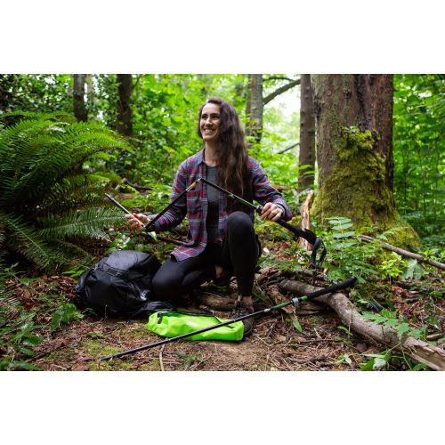  Cascade Mountain Tech Durable Aluminum Compact Folding Collapsible Trekking Hiking Pole with Ergonomic EVA grip including Removable Tip Options, Green