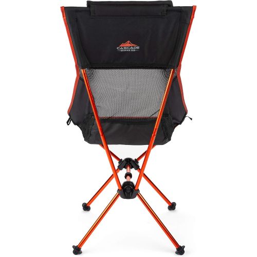  Cascade Mountain Tech Camp Chair - High Back Ultralight for Backpacking, Camping, Sporting Events, Beach, and Picnics with Carry Bag