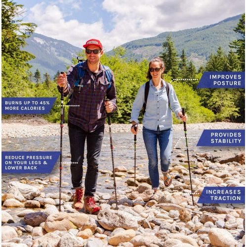  Cascade Mountain Tech Trekking Poles - Carbon Fiber Strong Adjustable Hiking or Walking Sticks - Lightweight Quick Adjust Locks