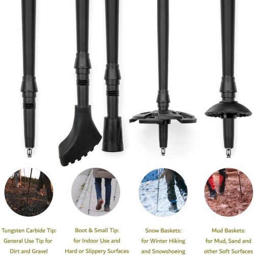  Cascade Mountain Tech Trekking Poles - Carbon Fiber Folding Walking Sticks with Quick Adjustable Locks (Set of 2)