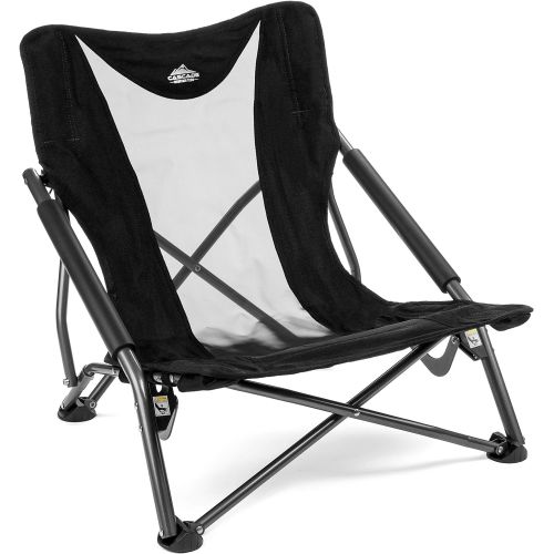  Cascade Mountain Tech Camping Chair - Low Profile Folding Chair for Camping, Beach, Picnic, Barbeques, Sporting Event with Carry Bag