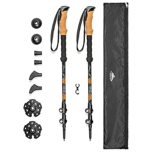  [무료배송]Cascade Mountain Tech Trekking Poles - Aluminum Hiking Walking Sticks with Adjustable Locks Expandable to 54 (Set of 2)