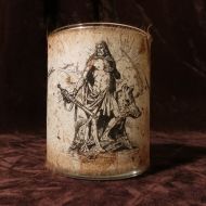 CascadianArt Freyr Candle holder/ luminary with real leaf paper - Norse God Freyr