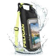 Pelican Marine IP68 Waterproof Dry Bag 2L - Roll Top Waterproof Backpack w/ Phone Case/Pouch - Boating & Kayak Accessories - Essentials for Camping Swimming Beach Fishing Rafting Travel - Black/Yellow