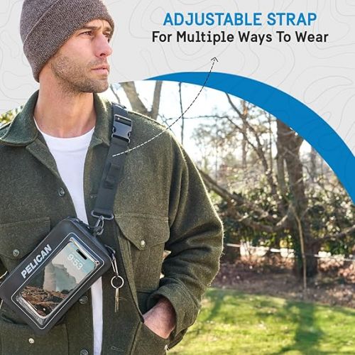  Pelican Marine Waterproof Sling Bag 2L - Crossbody Bag for Women/Men w/Detachable Adjustable Strap and Touchscreen Compatible Phone Compartment - Travel Essentials for Camping, Beach, Cruise, Hiking