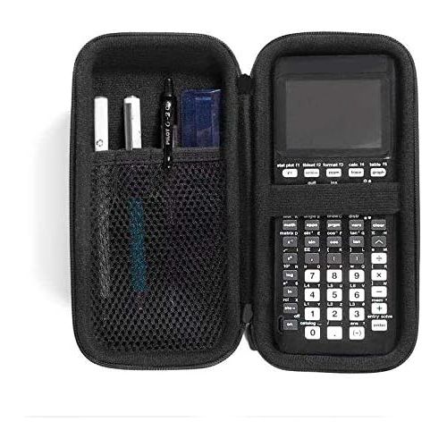  CaseSack Graphing Calculator Case for Texas Instruments TI84, TI83, TI89, Stationary Mesh Pocket, Pen/Pencil Holder, Detachable with Wrist Strap (Black)
