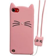 [아마존베스트]CaseTown iPod Touch 7 Case, iPod Touch 5,6 Case, Fashion Cute 3D Pink Meow Party Cat Kitty Kids Girls Lady Protective Cases Soft Case Skin for Apple iPod Touch 5,6th and iPod Touch 7