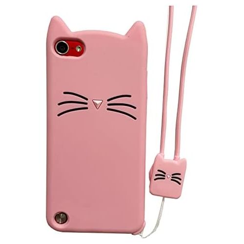  [아마존베스트]CaseTown iPod Touch 7 Case, iPod Touch 5,6 Case, Fashion Cute 3D Pink Meow Party Cat Kitty Kids Girls Lady Protective Cases Soft Case Skin for Apple iPod Touch 5,6th and iPod Touch 7