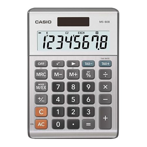 카시오 Casio MS-80B Standard Function Desktop Calculator,Black 147D×103W×28.8H mm