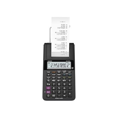 카시오 Casio HR-10RC Printing Calculator 4.02 x 3.21 x 9.41 inches, Black