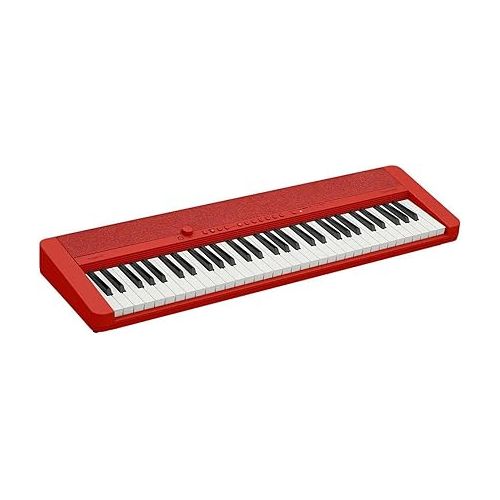 카시오 Casio Casiotone CT-S1 61-Key Piano Style Portable Keyboard, Red Bundle with Bench, Stand, Studio Monitor Headphones, Sustain Pedal