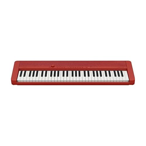 카시오 Casio Casiotone CT-S1 61-Key Piano Style Portable Keyboard, Red Bundle with Bench, Stand, Studio Monitor Headphones, Sustain Pedal