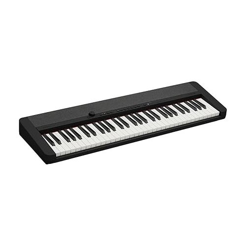 카시오 Casio Casiotone CT-S1 61-Key Piano Style Portable Keyboard, Black Bundle with Stand, Studio Monitor Headphones, Sustain Pedal