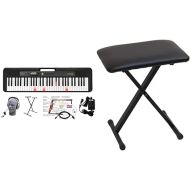 Casio LK-S250 61-Key Premium Lighted Keyboard Pack with Headphones, Stand, Power Supply, 6-Foot USB Cable & ARBENCH X-Style Adjustable Padded Folding Keyboard Bench