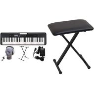 Casio CT-S300 61-Key Premium Keyboard Pack with Stand, Headphones & Power Supply + Casio ARBENCH X-Style Adjustable Padded Folding Keyboard Bench