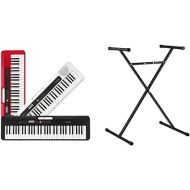 Casio Casiotone, 61-Key Portable Keyboard with USB, RED (CT-S200RD) & Casio ARST Single-X Adjustable Keyboard Stand, Black