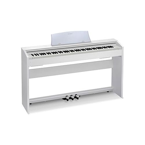 카시오 Casio Privia PX-770 Digital Piano - White Bundle with Adjustable Bench, Headphone, Instructional Book, Austin Bazaar Instructional DVD, Online Piano Lessons, and Polishing Cloth