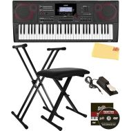 Casio CT-X5000 61-Key Keyboard Bundle with Adjustable Stand, Bench, Sustain Pedal, Online Lessons, Austin Bazaar Instructional DVD, and Polishing Cloth