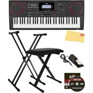 Casio CT-X5000 61-Key Keyboard Bundle with Adjustable Stand, Bench, Sustain Pedal, Online Lessons, Austin Bazaar Instructional DVD, and Polishing Cloth