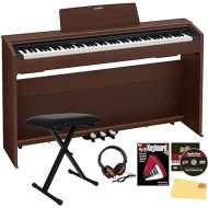 Casio Privia PX-870 Digital Piano - Walnut Bundle with Adjustable Bench, Headphone, Instructional Book, Online Lessons, Austin Bazaar Instructional DVD, and Polishing Cloth