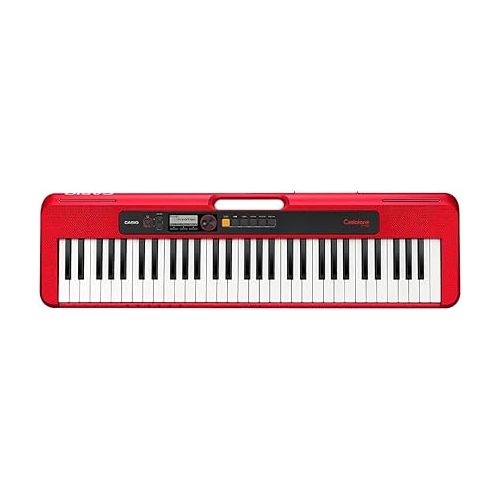 카시오 Casio Casiotone CT-S200 61-Key Portable Digital Keyboard - Red Bundle with Adjustable Stand, Bench, Headphone, Sustain Pedal, Instructional Book, Austin Bazaar Instructional DVD, and Polishing Cloth