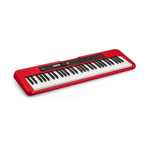카시오 Casio Casiotone CT-S200 61-Key Portable Digital Keyboard - Red Bundle with Adjustable Stand, Bench, Headphone, Sustain Pedal, Instructional Book, Austin Bazaar Instructional DVD, and Polishing Cloth