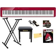 Casio Privia PX-S1100 Digital Piano Bundle with Adjustable Stand, Bench, Sustain Pedal, Instructional Book, Austin Bazaar DVD, Online Piano Lessons, and Polishing Cloth - Red
