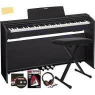 Casio Privia PX-870 Digital Piano - Black Bundle with Adjustable Bench, Headphone, Instructional Book, Online Piano Lessons, Austin Bazaar Instructional DVD, and Polishing Cloth