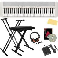 Casio Casiotone CT-S1 61-Key Portable Digital Keyboard - White Bundle with Adjustable Stand, Bench, Sustain Pedal, Headphone, Instructional Book, Austin Bazaar Instructional DVD, and Polishing Cloth