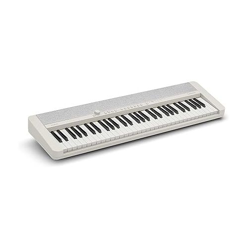 카시오 Casio Casiotone CT-S1 61-Key Portable Digital Keyboard - White Bundle with Adjustable Stand, Bench, Sustain Pedal, Headphone, Instructional Book, Austin Bazaar Instructional DVD, and Polishing Cloth