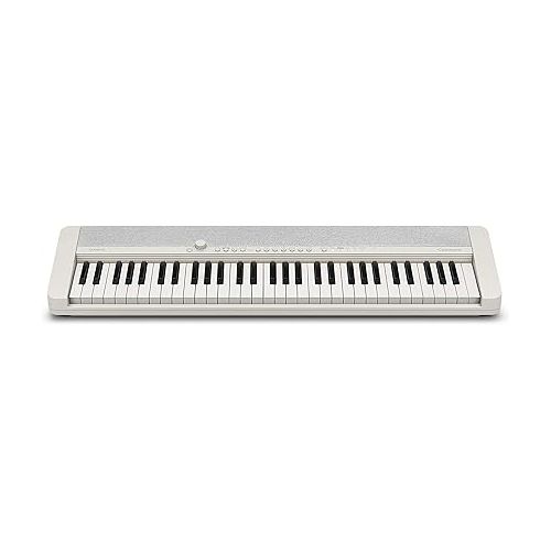 카시오 Casio Casiotone CT-S1 61-Key Portable Digital Keyboard - White Bundle with Adjustable Stand, Bench, Sustain Pedal, Headphone, Instructional Book, Austin Bazaar Instructional DVD, and Polishing Cloth