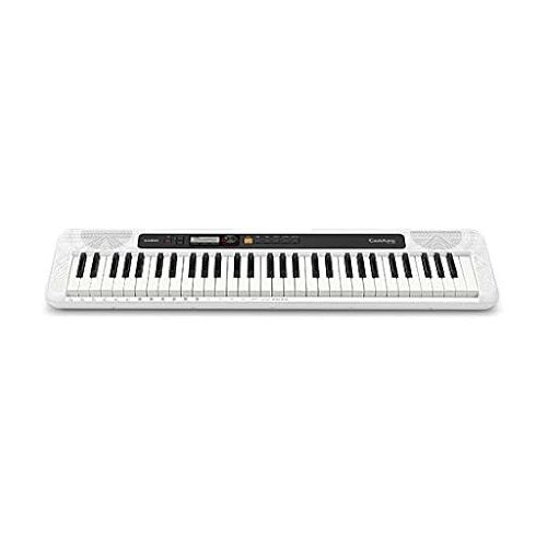 카시오 Casio Casiotone, 61-Key Portable Keyboard with USB, White (CT-S200WE) & Casio ARST Single-X Adjustable Keyboard Stand, Black