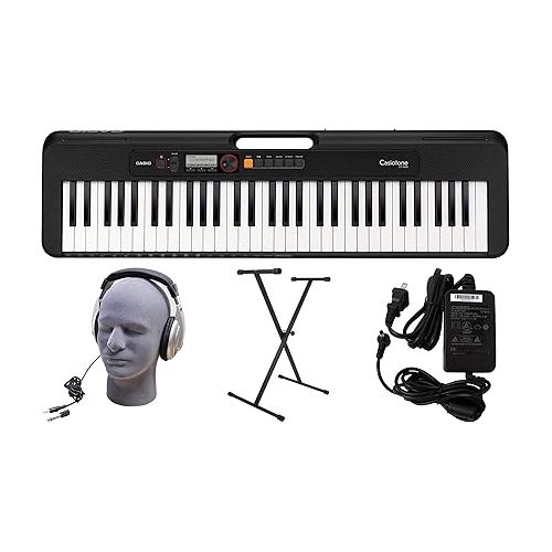 카시오 Casio CT-S200BK 61-Key Premium Keyboard Pack with Stand, Headphones & Power Supply, Black (CAS CTS200BK PPK) | Casio SP-20 Upgraded Piano-Style Sustain Pedal, Black