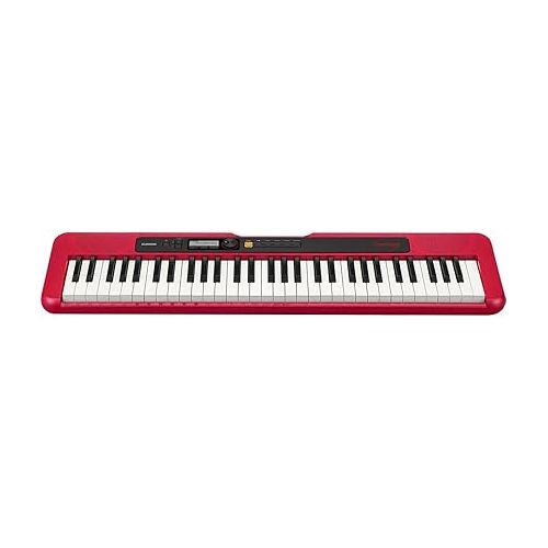 카시오 Casio CT-S200 61-Key Digital Piano Style Portable Keyboard with 400 Tones, Red Bundle with Stand, Studio Monitor Headphones, Sustain Pedal
