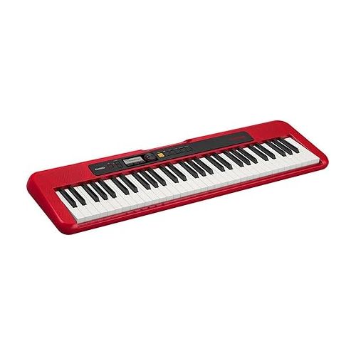 카시오 Casio CT-S200 61-Key Digital Piano Style Portable Keyboard with 400 Tones, Red Bundle with Stand, Studio Monitor Headphones, Sustain Pedal