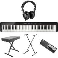 Casio PX-S3100 Privia 88-Key Digital Piano Keyboard with Touch Response, Black Bundle with H&A Studio Headphones, Stand, Bench, Sustain Pedal